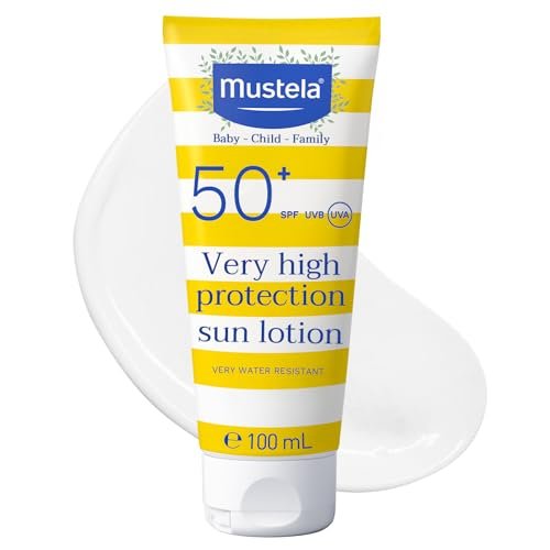Mustela Baby Sunscreen SPF 50, 100ml | Sunscreen for Kids & Newborn (From Birth On) | Broad Spectrum UV Protection | Water Resistant | Sensitive Skin