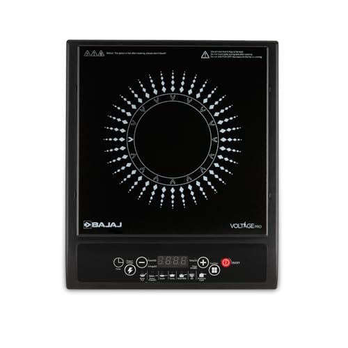 Bajaj Splendid 120TS 1200 Watts Tempered Glass Induction Cooktop With Tact Switch | Stove Comes With 7 Pre-Set Menus | Digital LED Display | 1 Year Warranty 【Black & White】