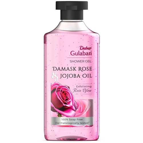 Dabur Gulabari Shower Gel – 250 ml | 99% Pure Glycerine | Gentle Bodywash | Cellulite beads for Exfoliation | 0% Parabens & Soap | No Silicones | With Exotic Damask Rose & Organic Jojoba Oil