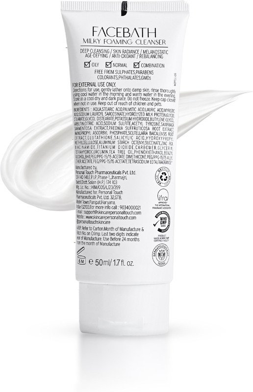 PERSONAL TOUCH SKINCARE Facebath Milky Cleansing Facewash Face Wash(50 ml)