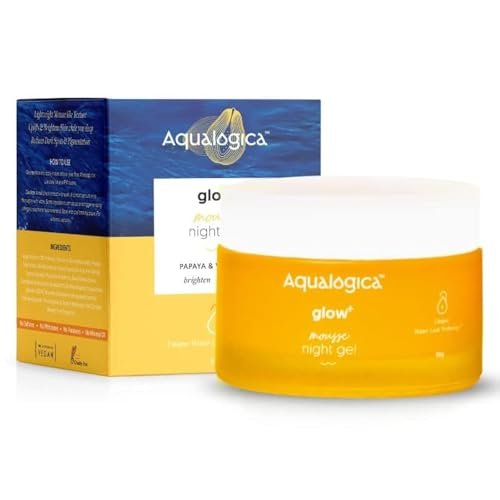 Aqualogica Glow+ Mousse Vitamin C Night Gel with Papaya for Pigmentation & Dark Spots for Men & Women – for Oily, Dry & Glowing Skin -50g