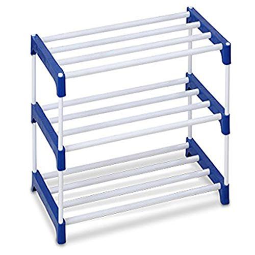 Ebee 6 Pairs Plastic Shoe Rack (Blue, 3 Shelves)