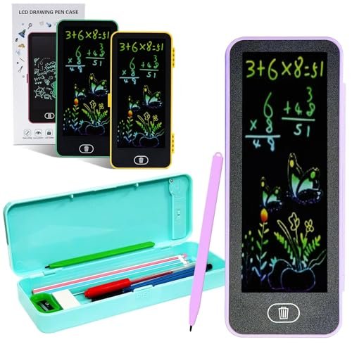 Goyal’s LCD Drawing Pen Case for Kids | 2-in-1 Digital Slate & Stationery Box | Eye Protection Screen, One-Key Erase, Lock Button | Educational & Creative LED Drawing Pencil Box for Boys & Girls