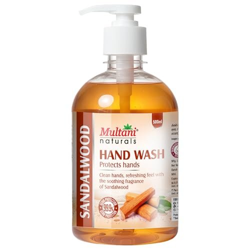 Multani Natural Sandalwood Hand Wash (500 ml) | Clean Hands, Refreshing Feel With The Soothing Fragrance Of Sandalwood with Natural Ingredients | 99.9% Germ Protection Liquid Hand Wash