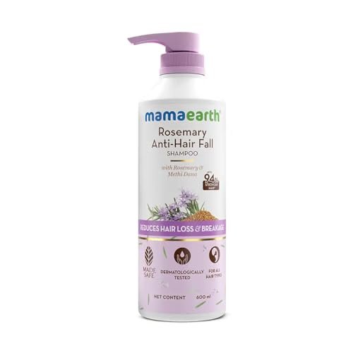 Mamaearth Rosemary Anti-Hair Fall Shampoo With Rosemary & Methi Dana For Reducing Hair Loss & Breakage,Gives Up To 94% Stronger Hair,Up To 93% Less Hair Fall |Sulphate Free Shampoo |For Unisex,600 Ml