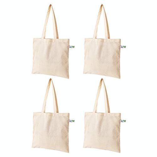 VantageKart Cotton Canvas Tote Bags Without Zip Set of 4 – Eco-Friendly Washable Grocery Bags for Corporate Gifting, Return Gifts, DIY Crafts & Printing