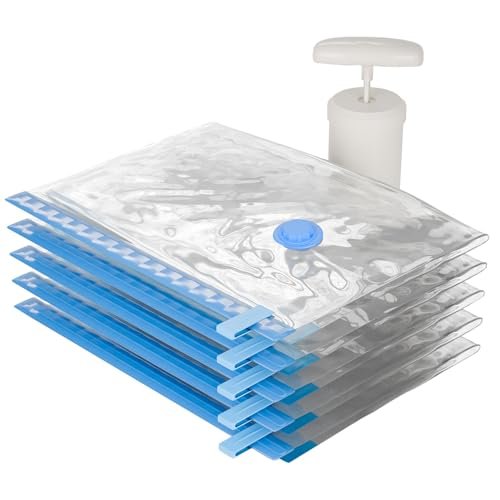 Lifelong Vacuum Storage Bags for Kitchen & Home Organization | Airtight Reusable Compression Bags with Hand Pump | Ideal for Bulk Dry Storage, Freezer Items, Grains, Utensils & Seasonal Use Pack of 6