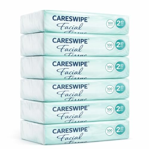 Careswipe 2 Ply Facial Tissue Soft Pack | 600 Pulls | 100 Pulls X 6 Pack | Soft And Highly Absorbent | 100% Natural Virgin Cellulose Fiber