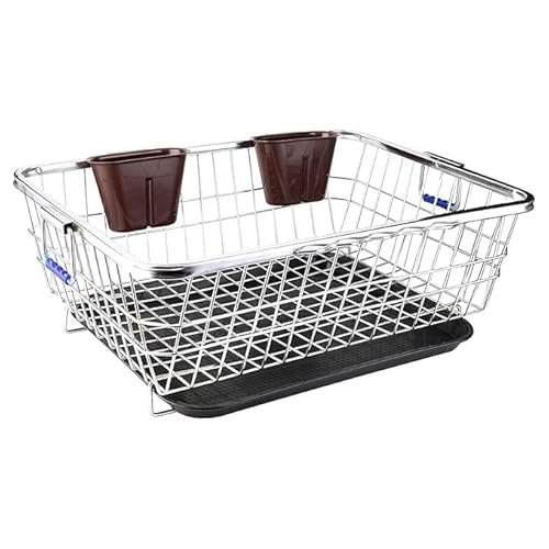 voltonix Dish Rack Big Size Utensils Basket Drainer & Dish Drainer Basket for Kitchen/Utensil Stand for Kitchen/Dish Drying Rack with Drainer/Bartan Stand/Dish Rack for Kitchen (60x47x23)