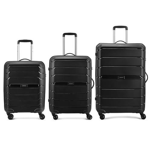 Aristocrat Liberty Set of 3 (Cabin+Medium+Large) Trolley Bag, 58+68+78Cm | Combination Lock | 8 Wheels | 3 Years International Warranty | Jet Black