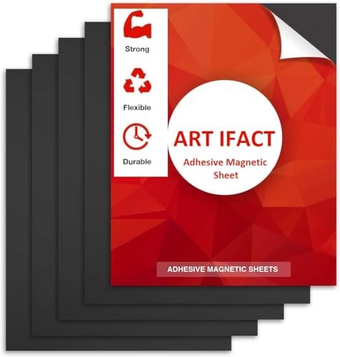 ART IFACT 6 Pcs of 4×6 inches with 1mm thick Self Adhesive Magnetic Sheet Black | Peel Paste and Place to Make Your Craft & Photos a Magnet |DIY Crafts|Not for Heavy object (1mm X 4x6inch)