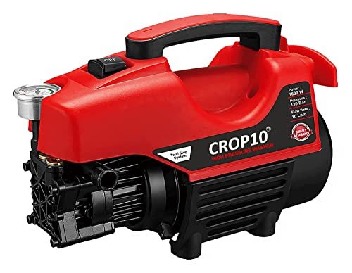 Crop10 Electric Portable High Pressure Car Washer Machine 1600W, 130Bars Water Pressure Pump Ideal for Cars, Bikes & Household Cleaning Purpose- CCW-01