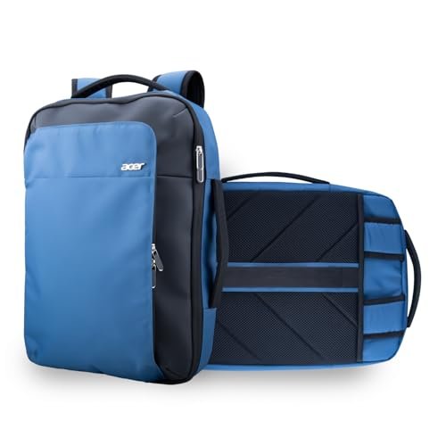 Acer Swift 2-in-1 Convertible 15.6 Inch Backpack | Sleek, Lightweight & Spacious Design | 11.5L Capacity | Convertible Design with Tuckaway & Removable Straps | Premium Metal Accents | (Navy Blue)