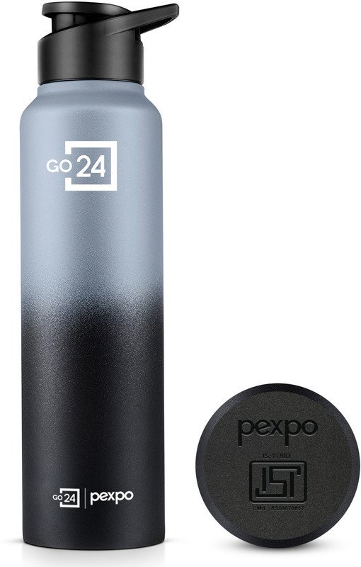 pexpo Stainless Steel Sport/Fridge/Gym/Home/School with Sipper Cap Craft Pro 950 ml Steel Bottle(Pack of 1, Grey, Black)