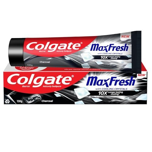 Colgate MaxFresh Toothpaste, Black Gel Paste with Charcoal for Super Fresh Breath, 130gm