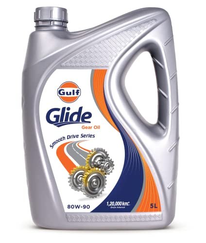 Gulf GLIDE GEAR OIL 80W-90 API GL-4 | 1.2 Lakh km Drain Interval | Multi Range Extreme Pressure Gear Oil [5 L] – Pack of 1