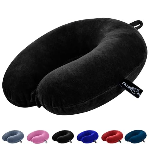 Billebon Premium Neck Pillow for Travelling Airplane Travel Pillow Comfortable Head Rest Neck Holder Pillow (Grey) (Black)
