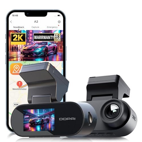 DDPAI Dash Cam for Car with Screen [2026 Edition] 2K QHD Front Camera | ADAS, F1.8 Aperture, Night Vision, 260° Wide Angle, G-Sensor, WiFi, Super Capacitor, Wi-Fi & App Control