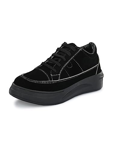 EL PASO Black Faux Leather Casuals Sneakers Walking Shoes for Women & Girls – 8 UK
