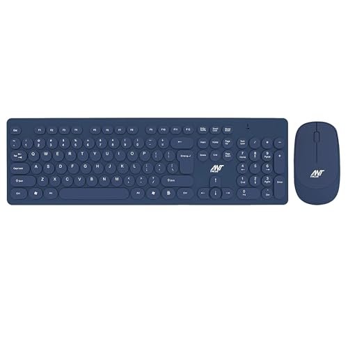 Ant Value FKBRI05 Wireless Keyboard Mouse Combo – 2.4Ghz Aesthetic Quiet Keyboard and Mouse Wireless – 104 Keys Full Size Ultra-Thin Keyboard for Laptop, Computer, PC, Notebook, Windows, Mac OS (Blue)