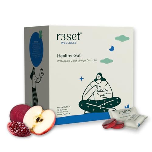 R3SET Apple Cider Vinegar Gummies – 30 Days | Natural Detox & Metabolism Support | Aids Weight Control & Gut Health | Daily Wellness I For Blood Sugar Support & Digestion I Strawberry Flavoured