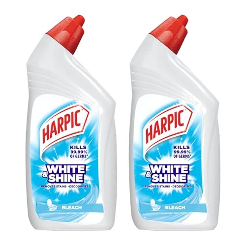 Harpic 500 ml (Pack of 2) – Bleach, White and Shine Disinfectant Toilet Cleaner Liquid