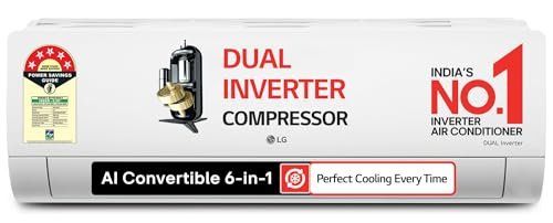 LG 1.5 Ton 5 Star DUAL Inverter Split AC (Copper, AI Convertible 6-in-1, VIRAAT Mode, Faster Cooling & Energy Saving, 4 Way Swing, HD Filter with Anti-Virus Protection, US-Q19YNZE3, White)