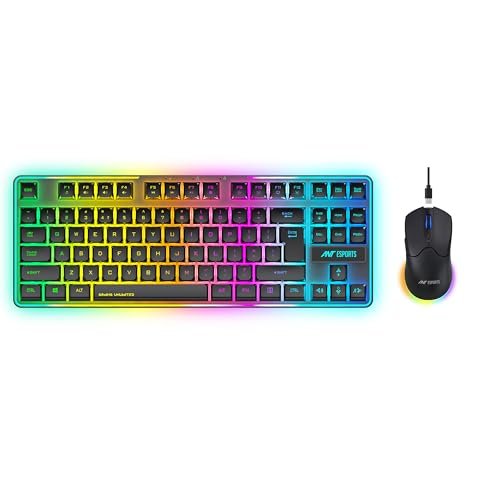 Ant Esports KM730 Pro Gaming Wireless TKL Keyboard Mouse Combo Rechargeable RGB Backlit Tenkeyless Compact 87 Keys 6 Button for Computer Laptop PS4 PS5 – XP/7/8/10 iMac MacBook Xbox one X – Black