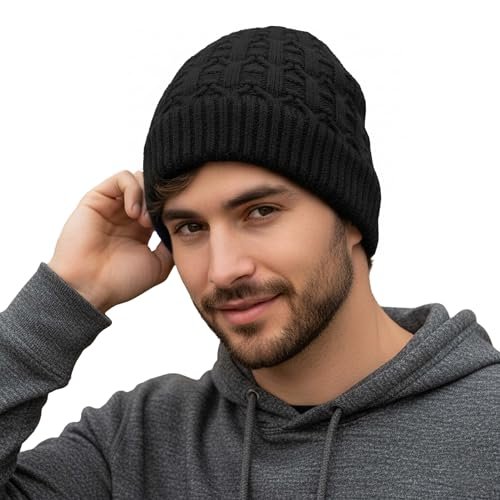 Lifelong Beanie Cap for Men | Woolen Winter Cap for Men & Women | Thermal Wear Beanie | Stylish Soft Winter Cap for Boys & Girls | Warm Woollen Head Cap || Black