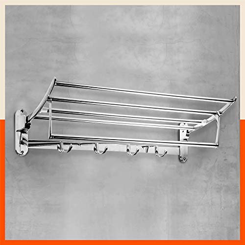 Aquila by Bathla – Dorado Stainless Steel Towel Rack/Holder/Stand for Home | Wall Mountable & Foldable | Corrosion Resistant Chrome Finish (Large – 24 inches)