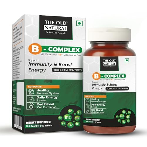 The Old Natural B-Complex Veg Tablets | All 8 Essential B Vitamins for Immunity, Energy & Nerve Health | Vitamin B Complex Supplements for Women & Men – 60 Vegetarian Tablets