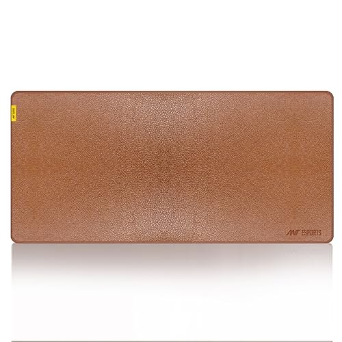 Ant Esports Glorious Leather Mouse Pad/Desk Pad Protector 900×400×3MM |PU Leather Waterproof Desk Mat for Office & Gaming |Anti-Skid, Non-Slip Back, Extended Mouse Pad, Keyboard Mat, Laptop Mat –Brown