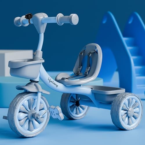 Lifelong Kids Tricycle with Eva Wheels, Bell and Storage Basket/Baby Trike/Age Group 2 Year to 5years/ Blue & Grey (LLKTC16)