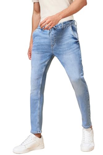 Men’s SF Jeans Light Blue Jeans Slim Cropped FIT,Light Blue,32