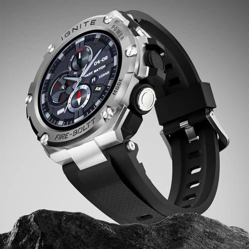 Fire-Boltt Assault Rugged Smartwatch – 1.5″ HD Display, Bluetooth Calling, 600mAh Battery, Compass, Heart Rate & SpO2 Monitoring, 7-10 Days Battery Life, Heavy Metal Sports Design