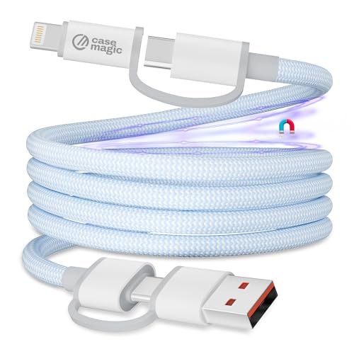 Case-Magic 4-in-1 Multiport Type-C to Lightning Cable, Type-C to C Cable, USB-A to Lightning Cable, USB-A to C Cable| 65W/3A PD Fast Charging 480Mbps Data| for Mobile Tablet iPhone iPad Laptop MacBook