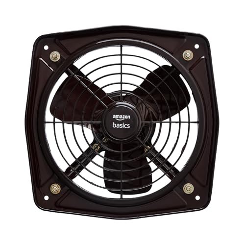 Amazon Basics 9″ Fresh Air Exhaust Fan | 40W | 230 mm Sweep | Corded Electric | Window Mount | 45-52 dB | Indoor Use | Metal – Black