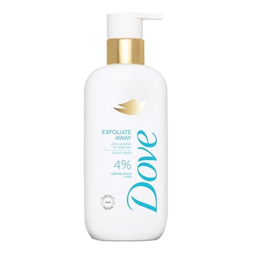 Dove Exfoliate Away Serum Body Wash | 4% Refining Serum + AHA | Micro-polishers for silkier skin | Paraben & SLS free | 300 ml
