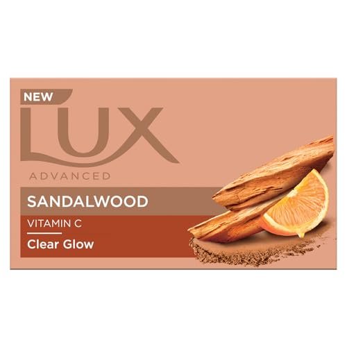 LUX Sandalwood, Bath Soap, 150g x 5, for Clear, Glowing Skin, with Pure Sandalwood Oil & Vitamin C, Suitable for all Skin Types