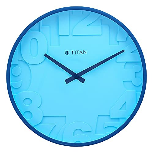 Titan Contemporary Blue Wall Clock with Overlayed Numbers – 29.5 cm x 29.5 cm (Medium)