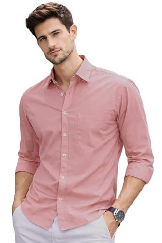 Ben Martin Shirt for Men BPink | Regular Casual Shirts For Mens’ | Men’s Casual Shirt’s Slim Fit | Full Sleeve Cotton Shirts for Men’s | Solid Shirt’s for Mens Stylish | Formal & Casual Wear Shirts 40