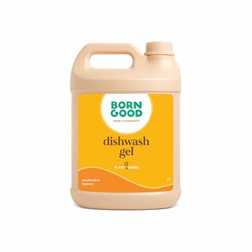 Born Good Plant Based Dishwash Gel 3Ltr, Spanish Citrus Fragrance, Eco-Friendly, Non-Toxic, Biodegradable