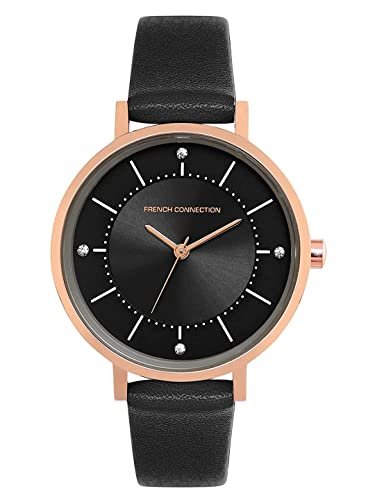 French Connection Leather Analog Black Dial Women’s Watch-Fcn00010C, Band_Rose Gold