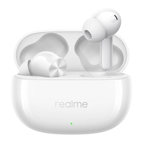 realme Buds T200x True Wireless Earbuds with 12.4mm Dynamic Bass Drivers, 25 dB ANC, Quad Mic, 45ms Latency, Upto 48 Hrs Playback, Fast Charge, IP55 Rated, BT 5.4 (Moonlight White)