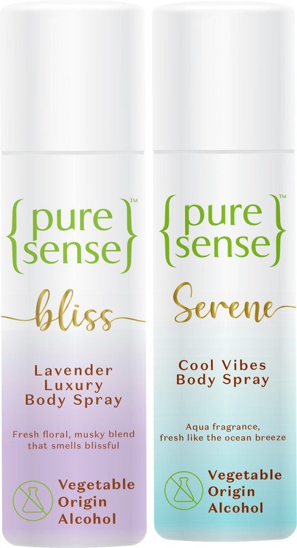 PureSense Body Spray Combo (Serene Cool Vibes + Bliss Lavender Luxury) Deodorant Spray  –  For Women(300 ml, Pack of 2)