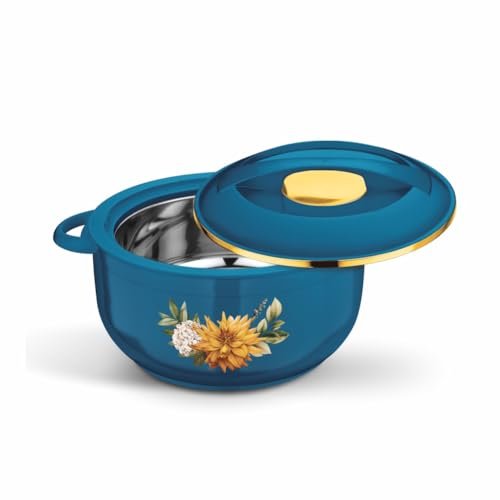 Asian Plastowares Nova Casserole 1600ml | Premium Insulated ISI-Certified Hotpot | Elegant Serveware Set | Kitchen Gift Combo with Box | Blue