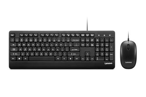 Lenovo 110 Keyboard & Mouse Wired Combo| Waterproof Exoskeleton | Splash Proof Keys| 1600 DPI Full Size Mouse | Non-Slip Scroll Wheel| One-touch Co-pilot key| Adjustable Keyboard Stand | 3 Yr Warranty