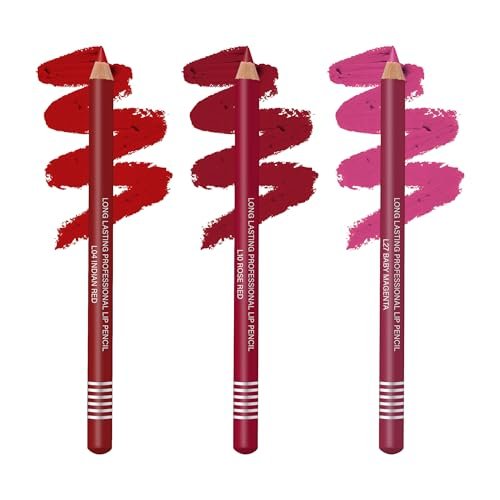 Colors Queen Matte Lip Liner Pencil | Non Transfer Liner For Professional Makeup | Lip Liner Pencil Waterproof (Combo – 04)