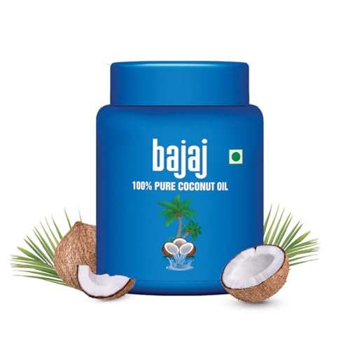 Bajaj 100% Pure Coconut Oil 600ml Wide Mouth Jar | Made with Premium Grade 1 Quality Coconuts.