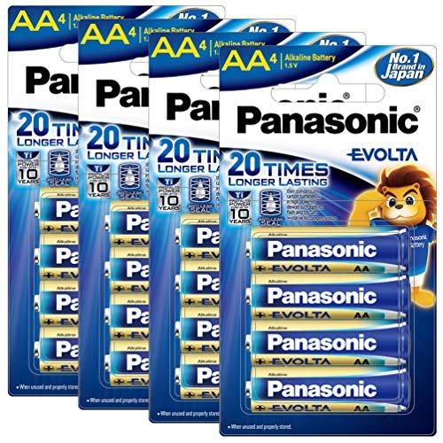 Panasonic Evolta AA Alkaline 1.5V Battery, 20 Times Longer Lasting Than Standard zinc Carbon Batteries,Anti-Leak Seal,Protects Power for up to 10 Years-Pack of 16